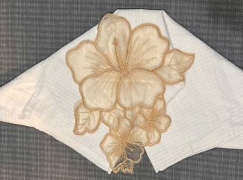 Golden Color Organza Flower With Beads Work For Dress, Gowns, Tops etc.